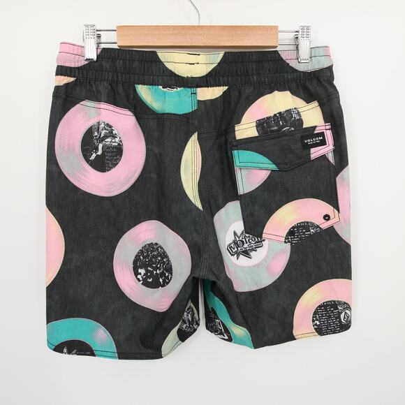 Volcom Stoneys Vent LP Swim Trunks Vinyl Record Print Black Size S NWT - Picture 15 of 15